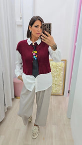 CAMICIA+GILET+CRAVATTA  BORDEAUX